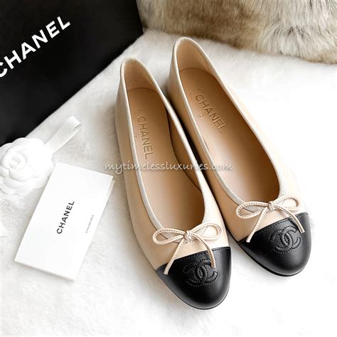 chanel ballet flats tan and black|where to buy Chanel flats.